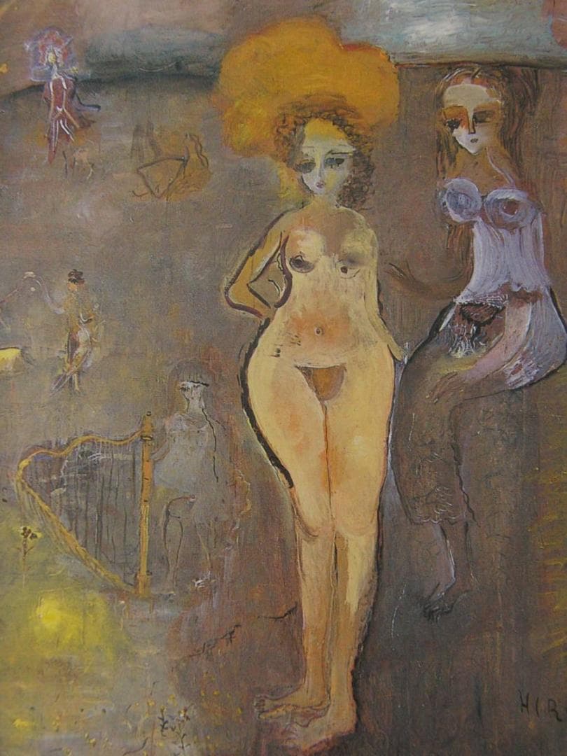 織田廣喜、【水辺の少女たち（フォンテンブロウ）】、希少な額装用画集より