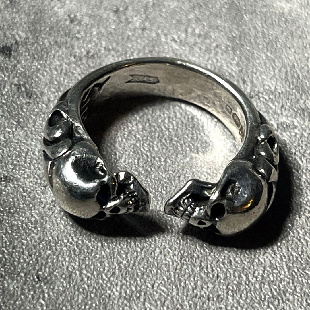 14号　CRAZY PIG TWO SKULLS RING silver925