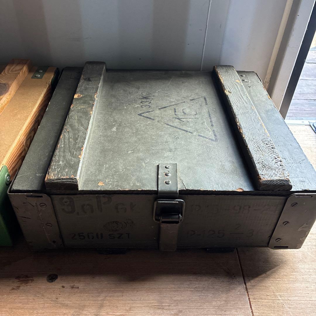 ユーロミリタリー実物 木製ボックス キャリーケース アンモボックス