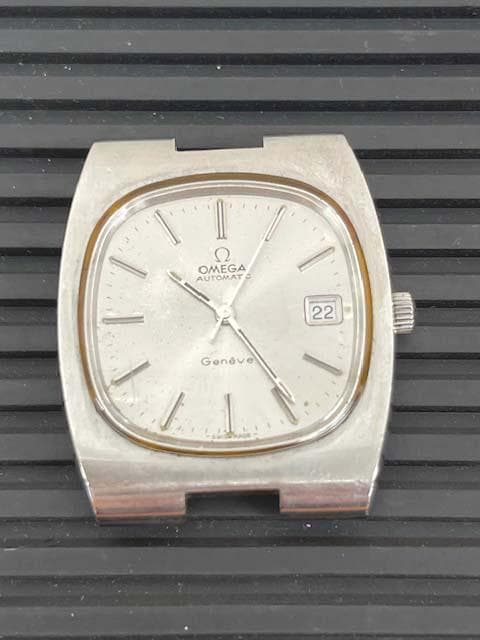 オメガ ジュネーブ 自動巻 角型 メンズ 稼働品 リューズ操作不可 ブレス付