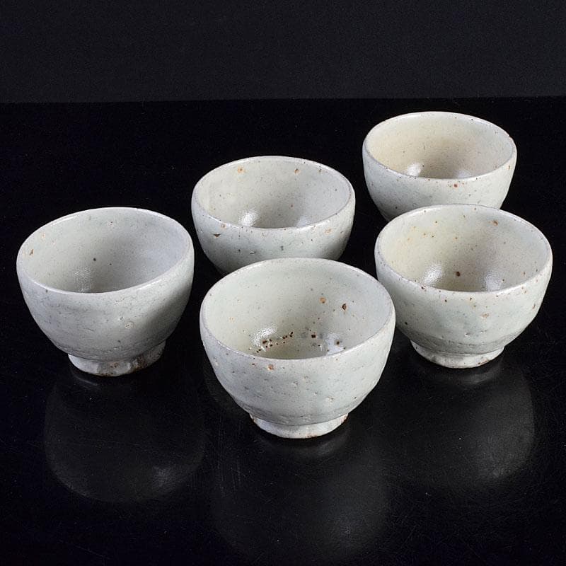 和食器　大萱　窯下窯　豊場惺也　粉吹　汲出　五客　共箱　二点　M　R9354