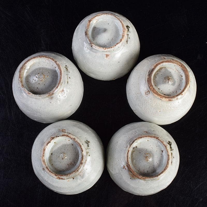和食器　大萱　窯下窯　豊場惺也　粉吹　汲出　五客　共箱　二点　M　R9354