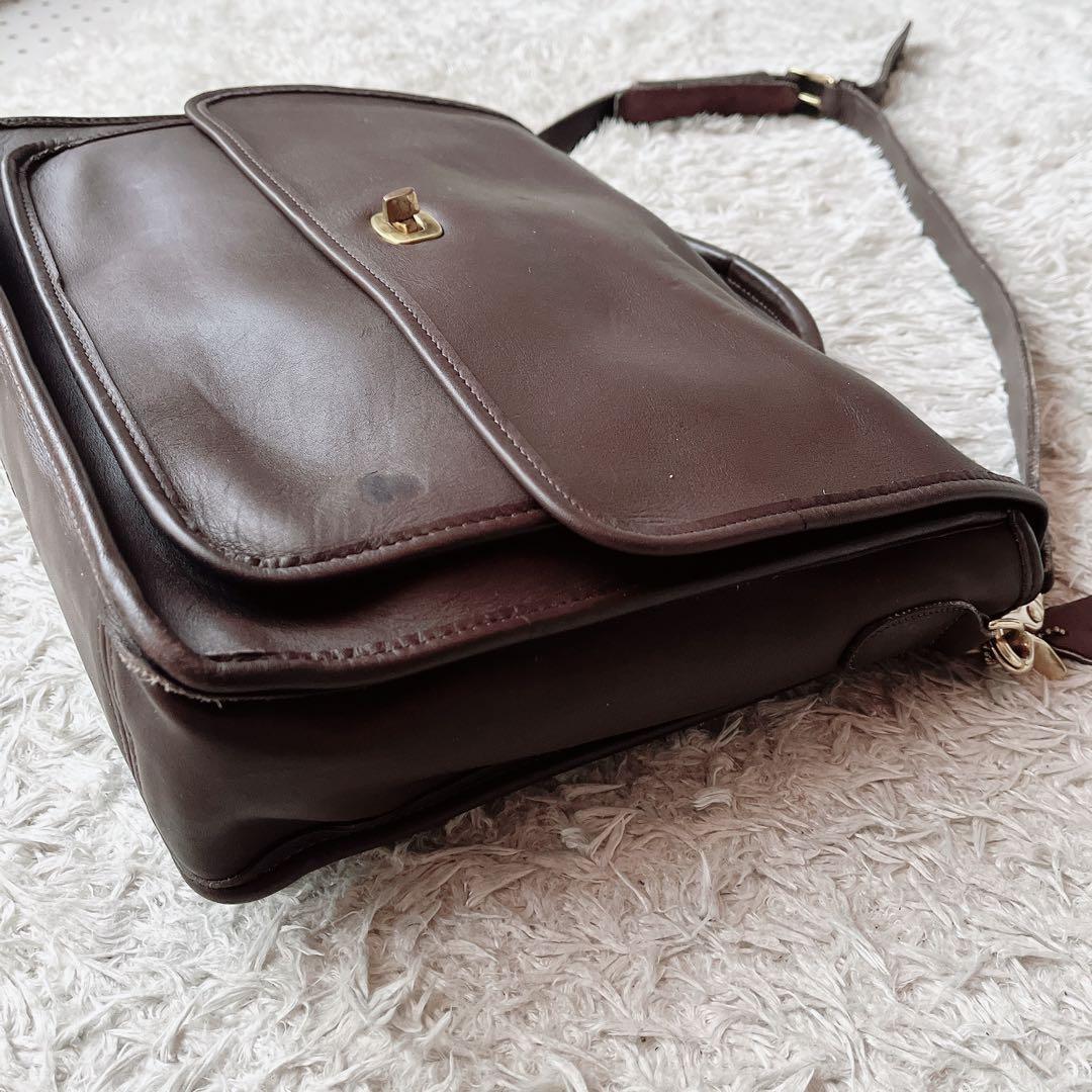 オールドコーチ USA製 ショルダーバッグ ブリーフケース ターンロック 茶系