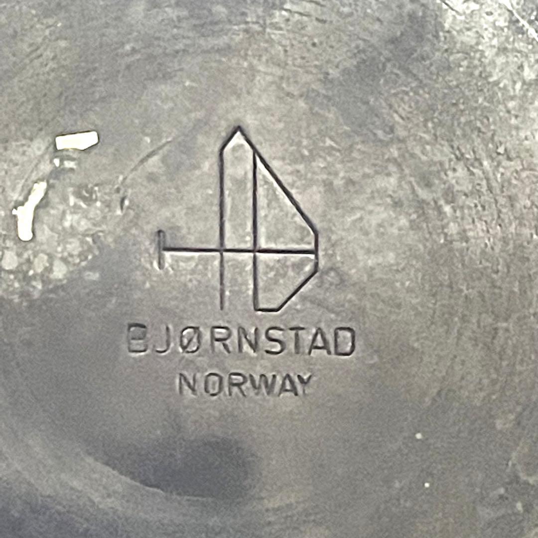 ノルウェー 銅製 エナメル絵皿 Bjornstad ビョーンスタッド