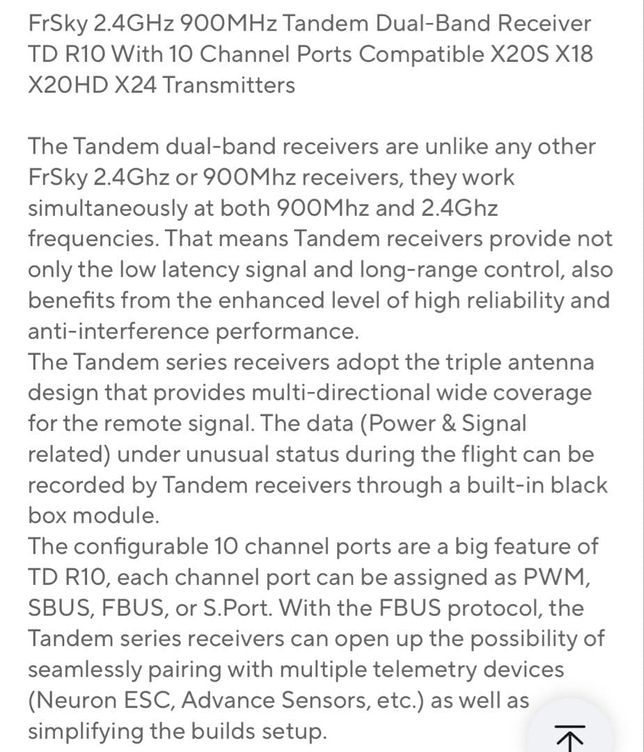 ホビーラジコン FrSky TD R10 Receiver 2.4GHz 900MHz