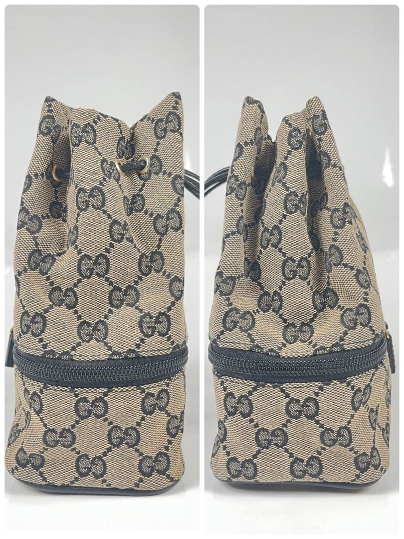 【極美品】GUCCI GGキャンバス プレート バニティポーチ 巾着 ミニバッグ