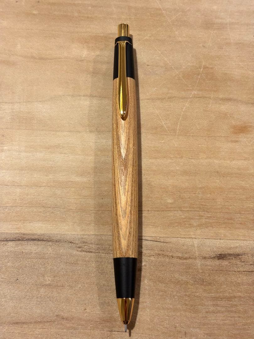 新品】欅ケヤキの軸シャープペンシル 野原工芸オイル ＆箱＆木ブロック