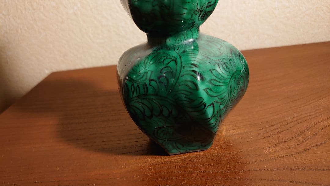 古九谷 九谷焼 徳利 ねじり 花入 蔵出し 江戸期 角福 緑釉 1客