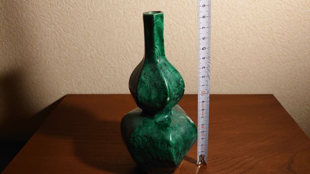 古九谷九谷焼徳利ねじり花入蔵出し江戸期角福緑釉1客