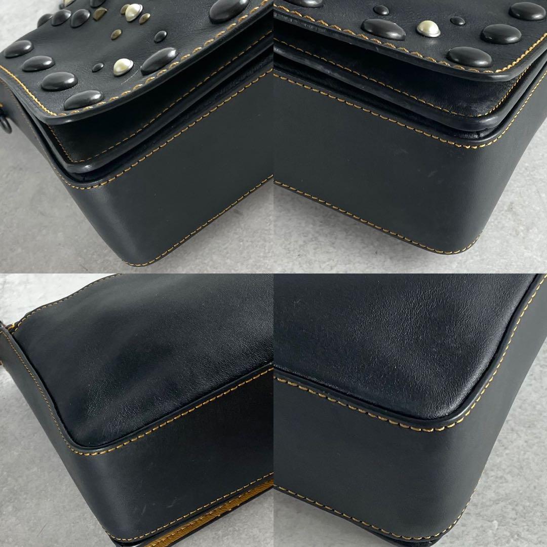 ✨稀少✨美品✨コーチ　ショルダーバッグ　2way スタッズ　パール　レザー　黒