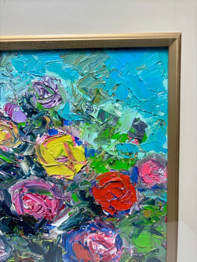 ケ*ん様 #藤田謹三「ばら」1970年 油彩画 額装 直筆サイン