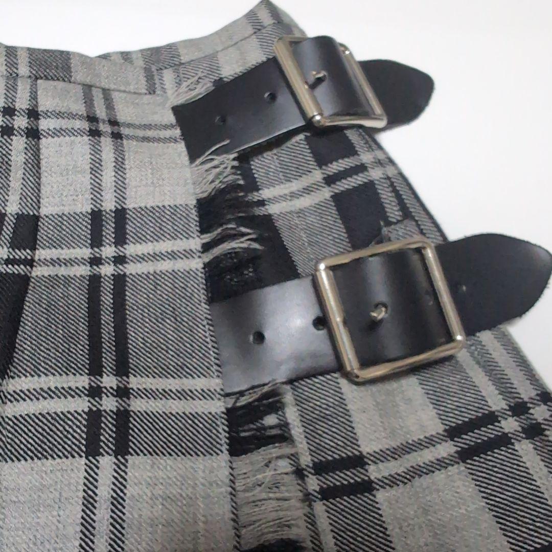 美品★オニールオブダブリン　チェック キルト ラップスカート 太ベルト★ピン付