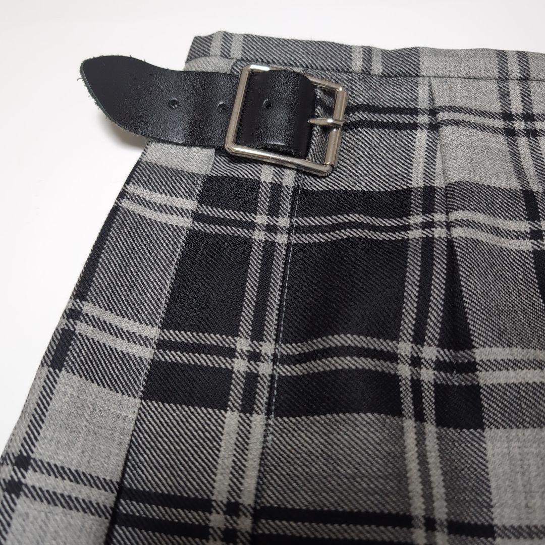 美品★オニールオブダブリン　チェック キルト ラップスカート 太ベルト★ピン付