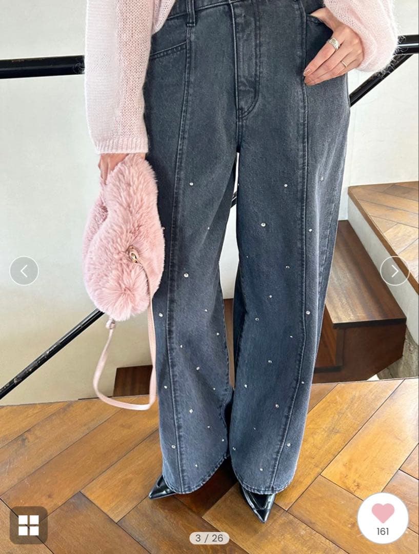 ラインストーンデザインワイドデニムSWFP244233