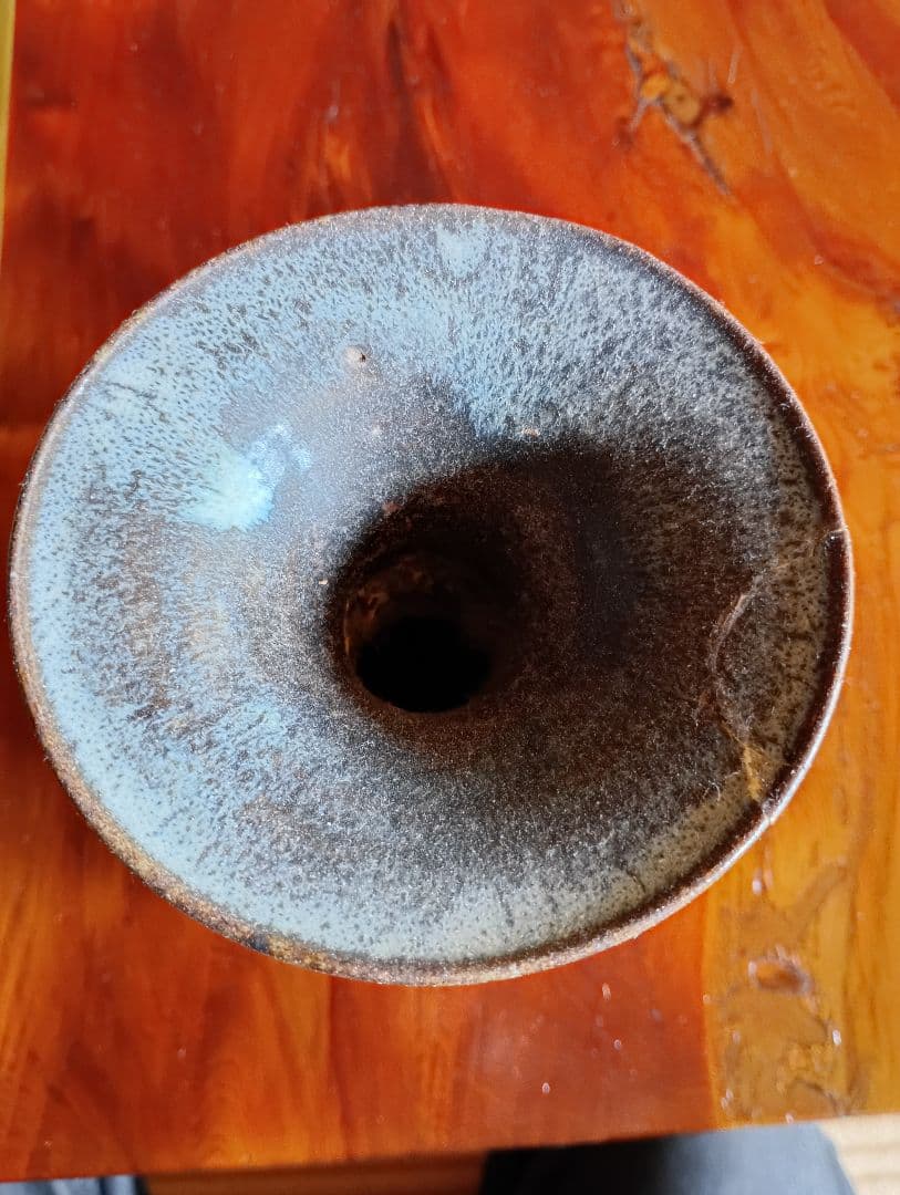 古唐津焼　青褐色の広口徳利