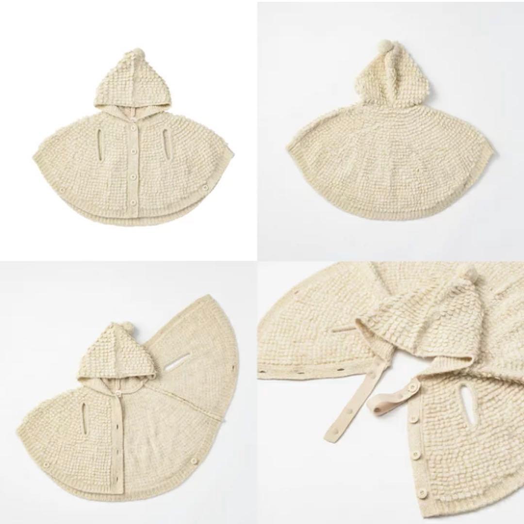 MARLMARL polka マールマール　フード付きポンチョ ecru