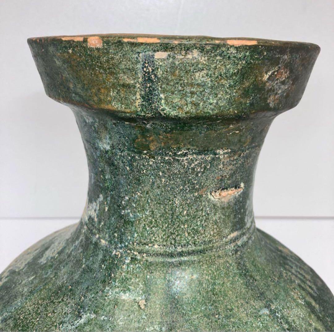 中国漢時代 漢緑釉大壺 高さ35.3cm 漢緑