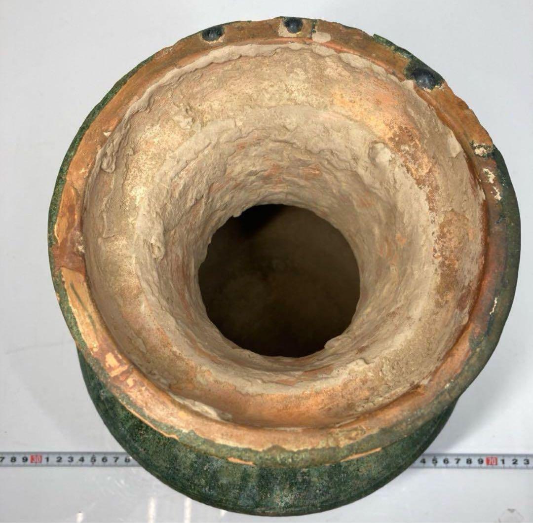 中国漢時代 漢緑釉大壺 高さ35.3cm 漢緑