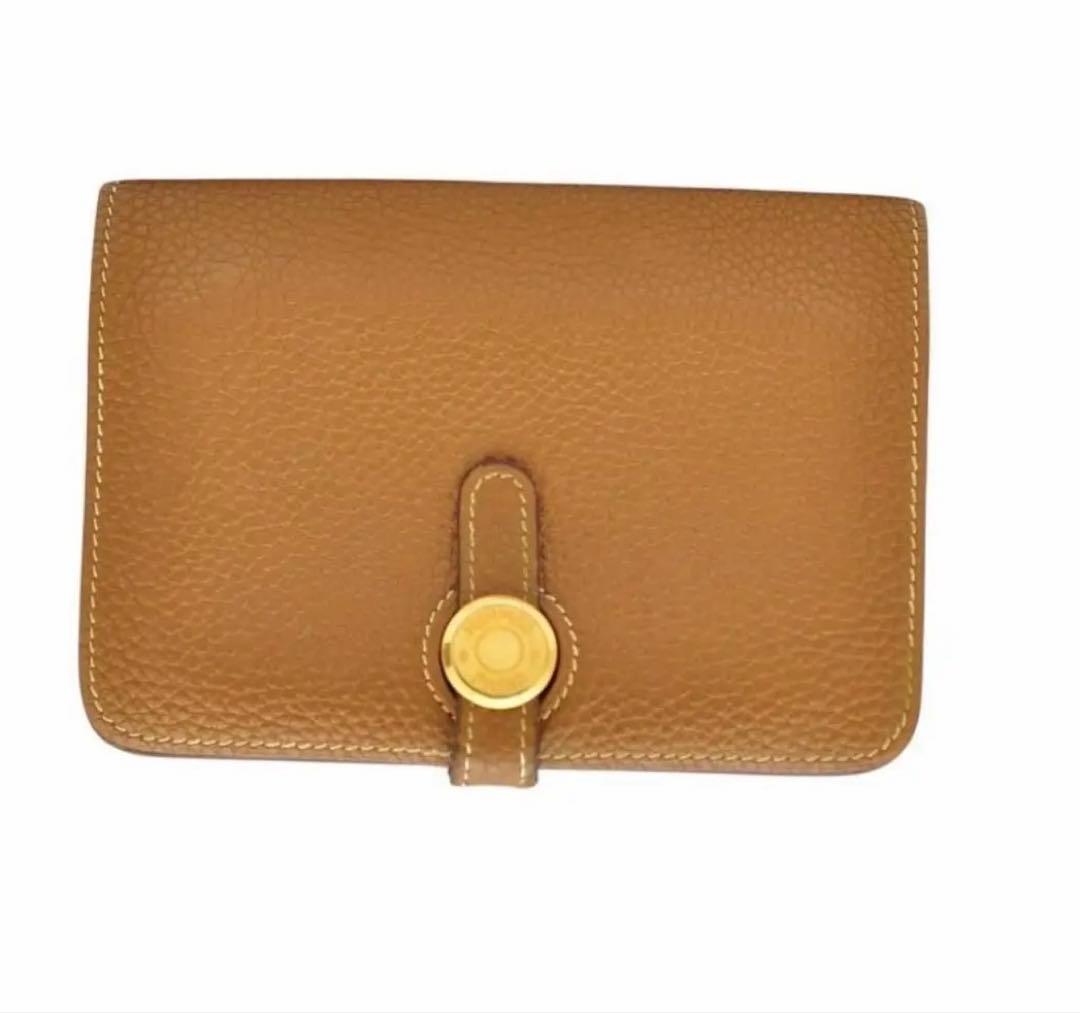 HERMES 美品 ドゴン コンパクト ゴールド 二つ折り財布 □I刻印
