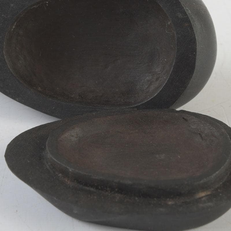 茶道具　瓢介作　黒柿　茄子香合　2点　共箱　V　9543