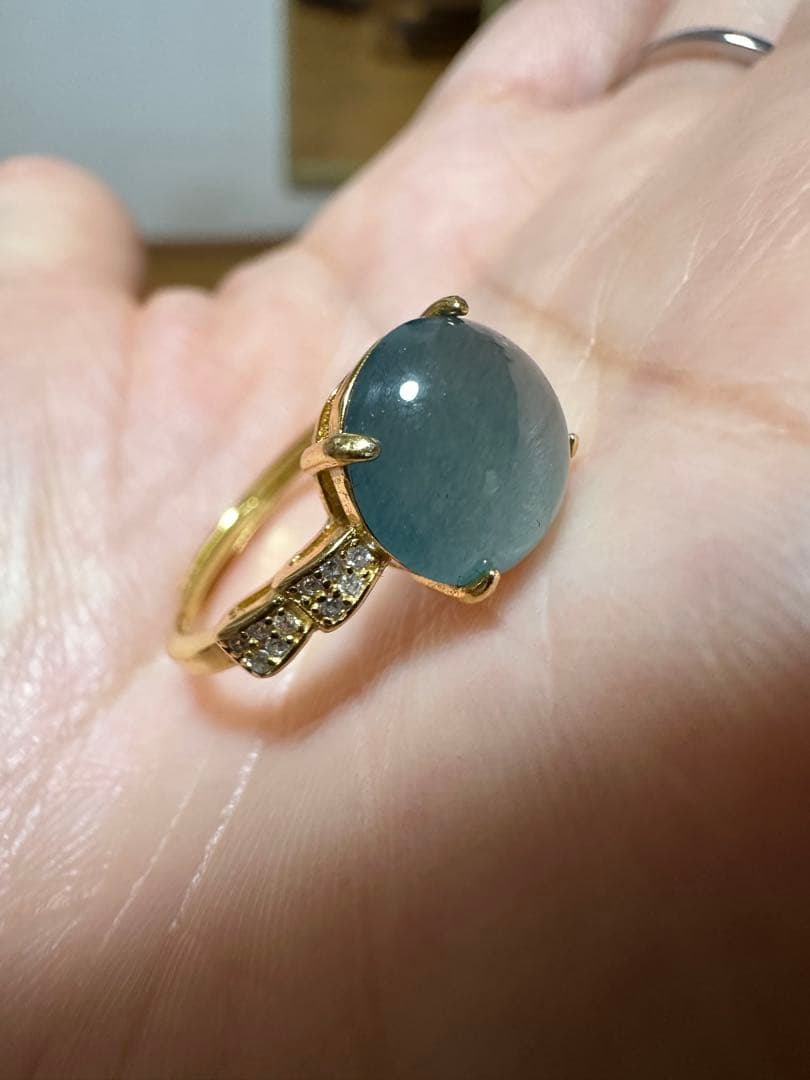 纯天然A貨高冰種ジェダイト本翡翠リンク S 925製、円形美しい湖水色ブルー