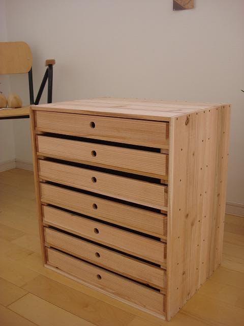 ☆送料無料☆サイズ変更可能☆A4丸穴7段2列引き出し/無垢材☆木製