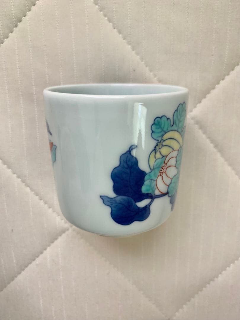 市川龍男 市川龍仙 色鍋島 野菜尽文猪口 焼酎カップ ぐい呑 酒器