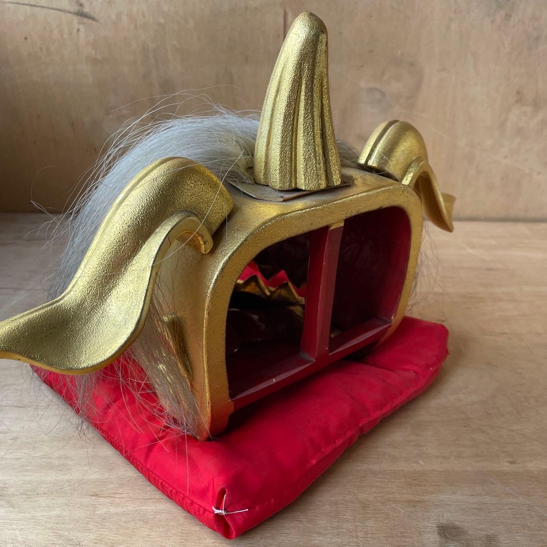 井波彫刻 獅子頭 獅子舞 幅37.6cm 木製