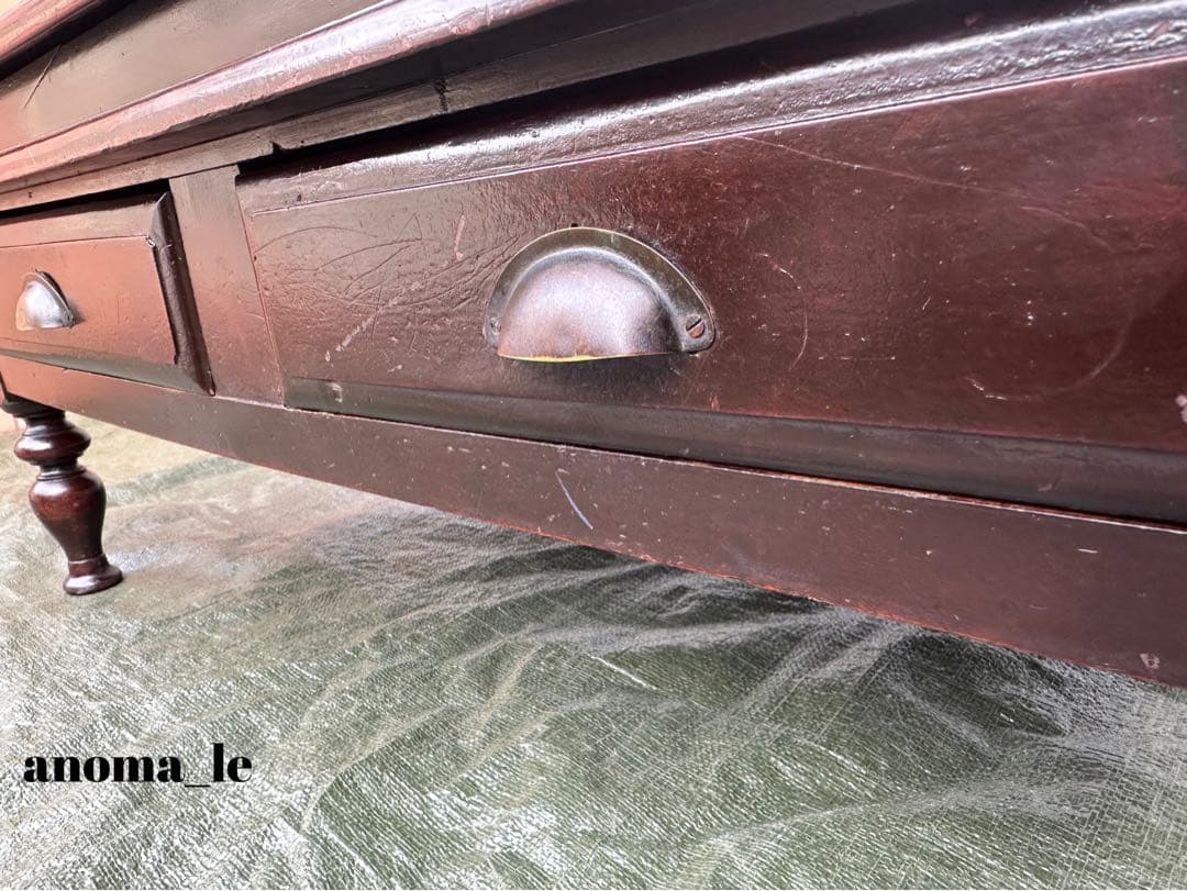 4005【文机】木製 座机 帳場机 収納棚 作業台 ジャパンヴィンテージレア◎