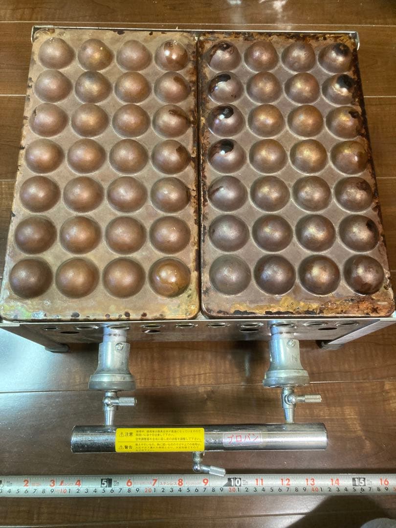 業務用 銅板 たこ焼き器 28穴 2連 プロパン LPガス 店舗 屋台