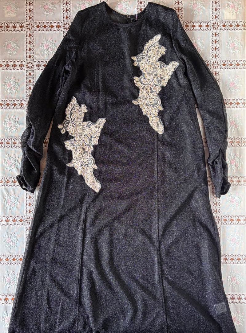 新品タグ付 Ezick Sparkle sheer モチーフレースセットドレス