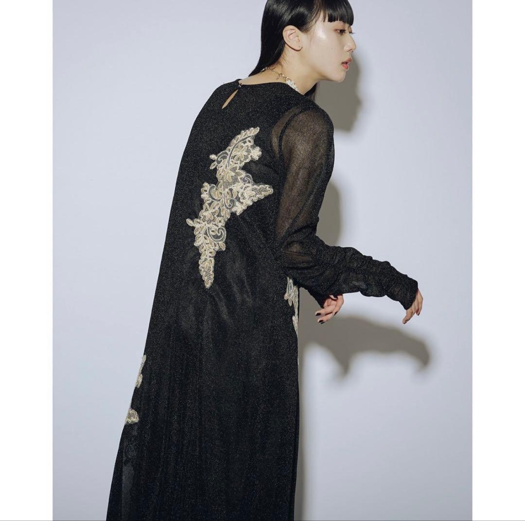 新品タグ付 Ezick Sparkle sheer モチーフレースセットドレス