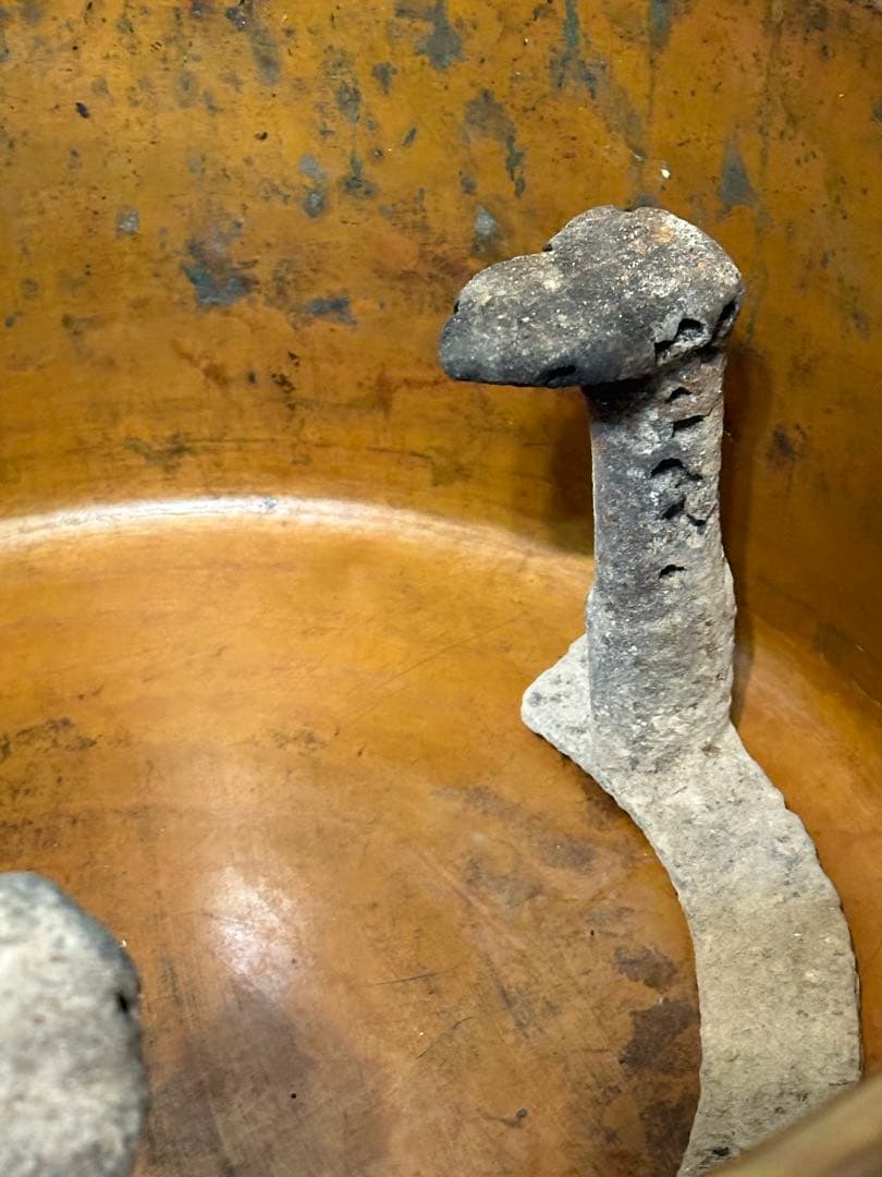 骨董火鉢囲炉裏テーブル セット レトロ ちゃぶ台 鉄五徳木灰付き