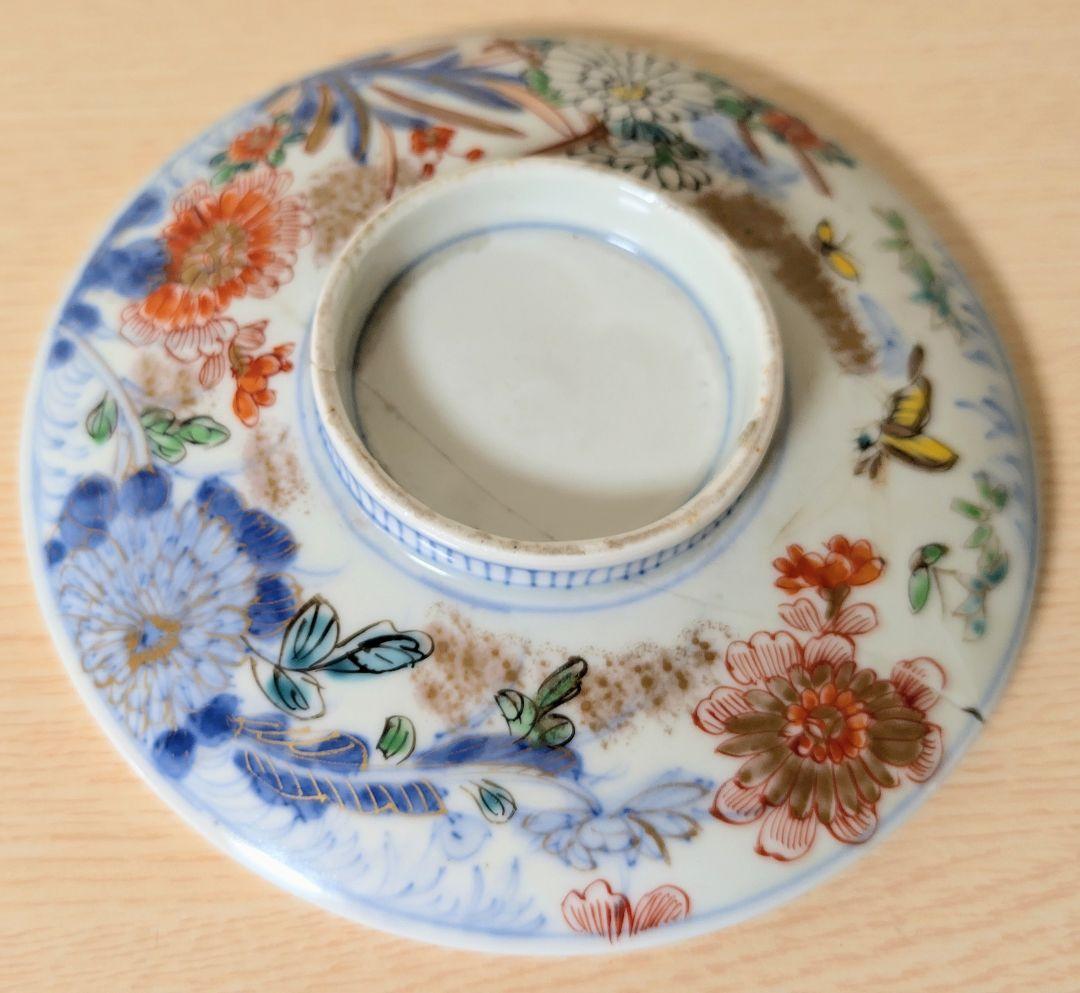 江戸中期 色絵古伊万里 金襴手 花蝶 青花 染付 金彩