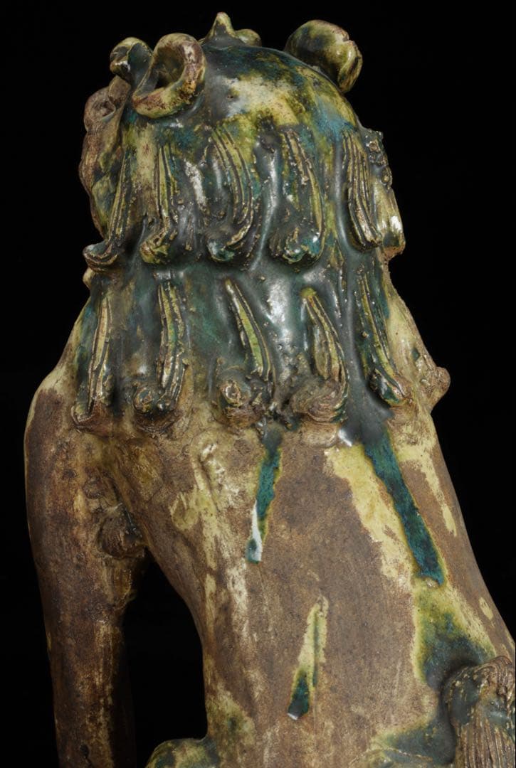 江戸期名陶 【加藤春岱】 瀬戸焼 特大狛犬 阿吽 一対 桐箱 獅子 古美術