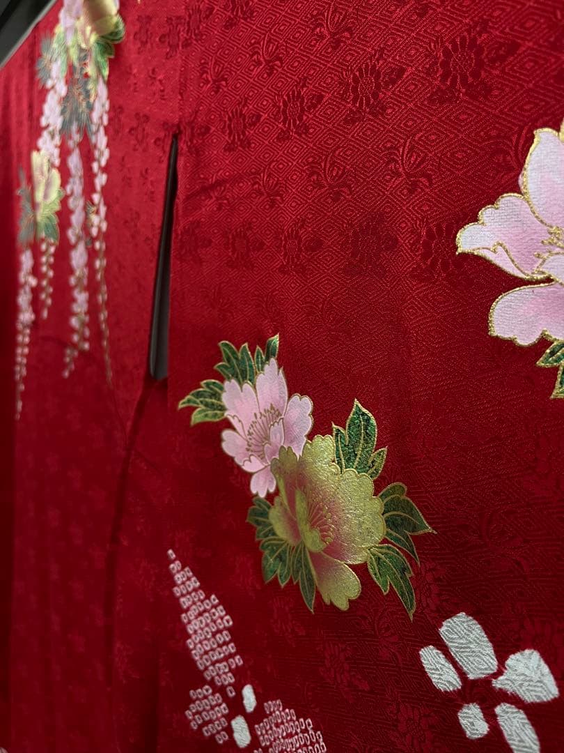 中古☆振袖☆仕立て上がり NO.B10 赤色 絞り柄モダン 成人式 結婚式