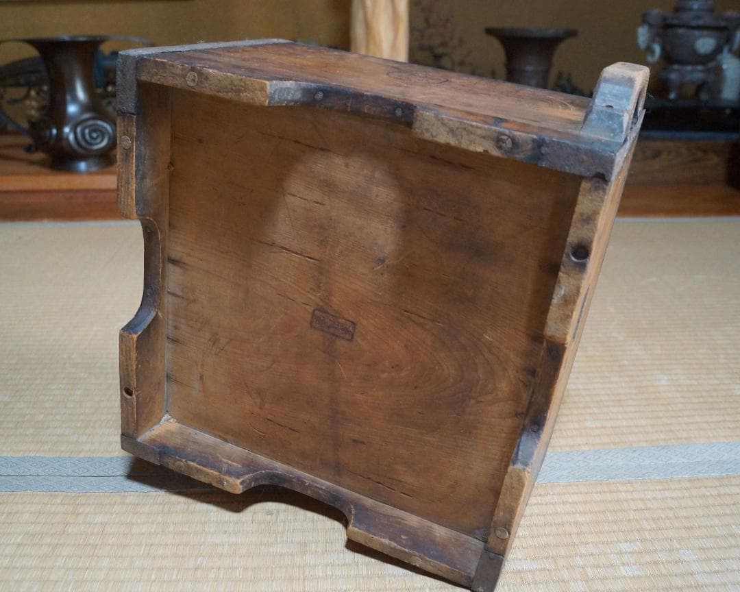 明治期 木製 使い馴染みの味わい溢れる一升マス米升 穀物量升 広島