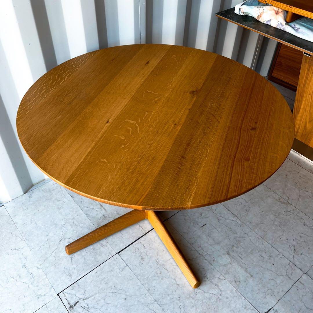 取付無料！飛騨産業 キツツキ 侭 オーク材北欧ナチュラル円形ダイニングテーブル✨