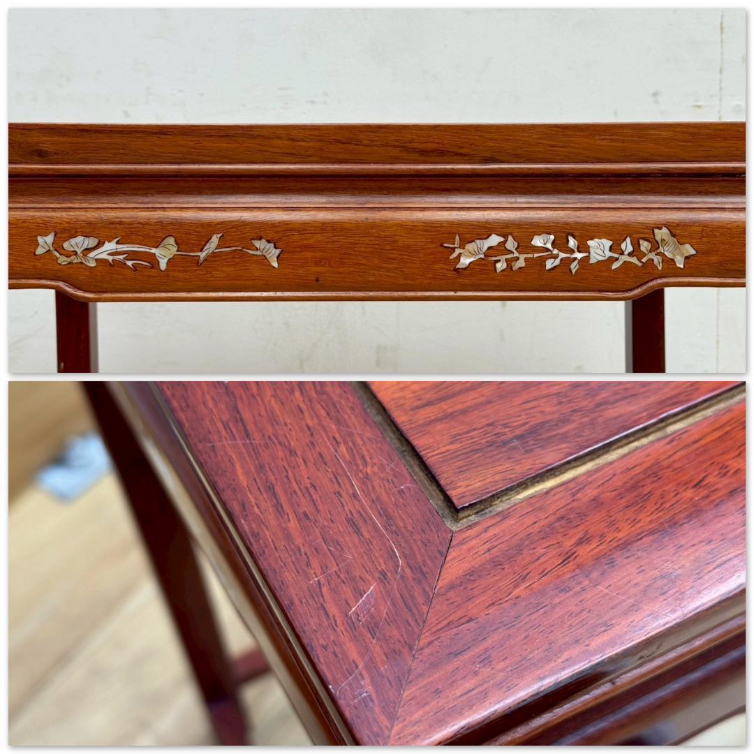 T1514☆美品☆花梨 螺鈿細工 ネストテーブル 入れ子式テーブル 無垢材