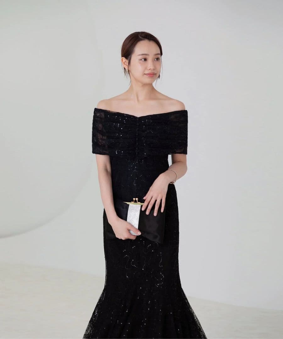 【新品】2WAYレース花柄オフショルダーマーメイドワンピースドレス