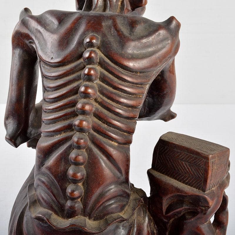 中国 唐木黄楊木 彫刻 達磨像 人物像 置物 台付 H R4819 - メルカリ