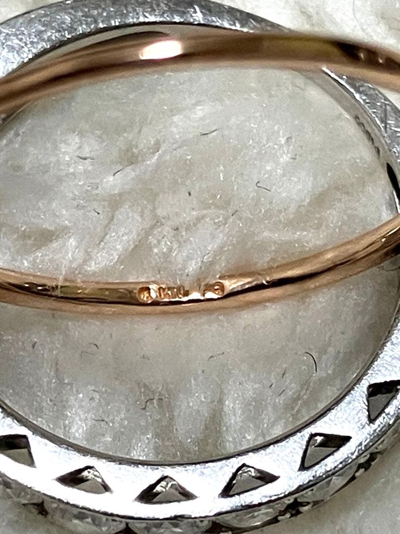 14号　k10 リング　指輪　蝶　バタフライ　ピンク　金10