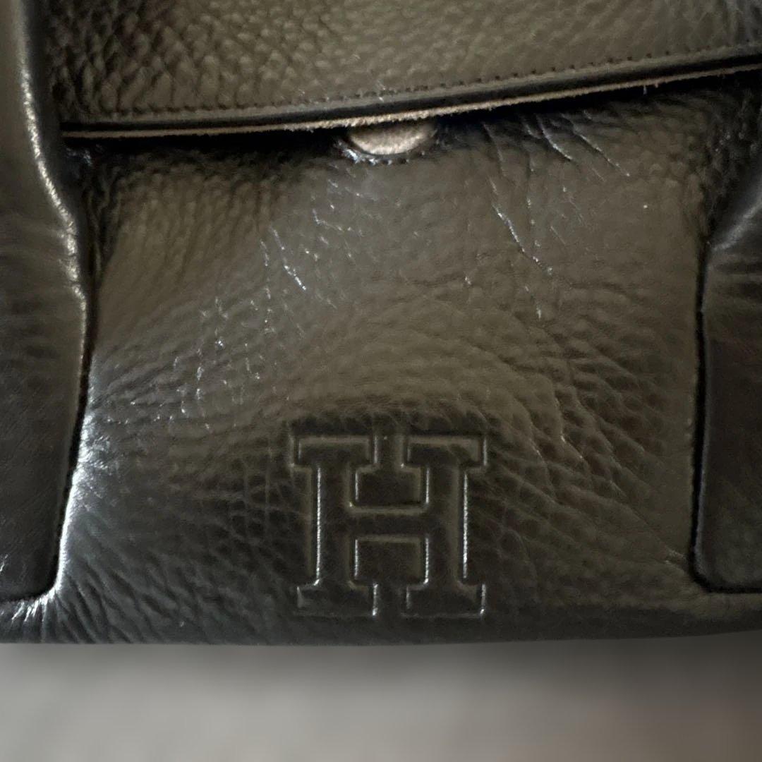 【HIROFU ヒロフ】ペルーシェSハンドバック　ブラックレザー　冠婚葬祭　美品