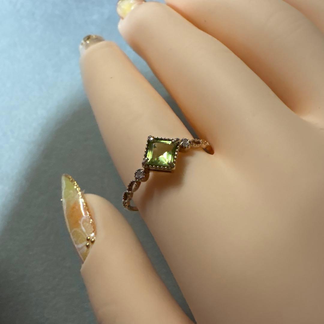 ⭐️本日限定価格！K10 ♡ ペリドット スクエアリング 約13.5号