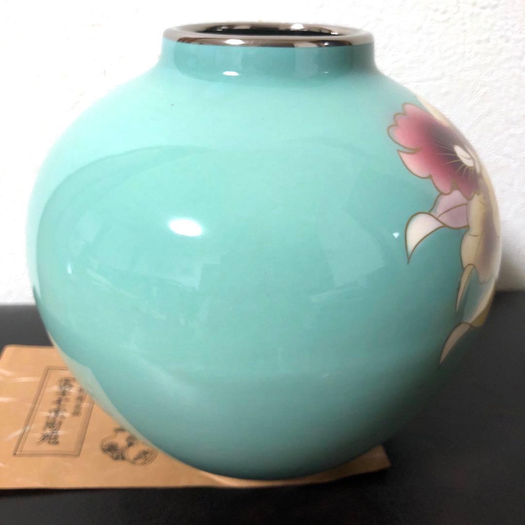 未使用】 富士七宝陶苑 七宝焼 花瓶 花入 フラワーベース カトレアが