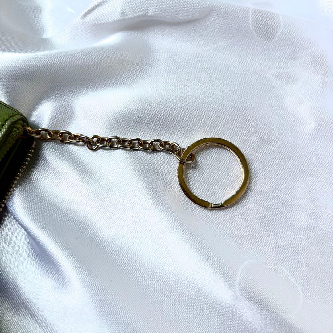 美品✨プラダ ケース キーリング 小銭入れ サフィアーノレザー グリーン