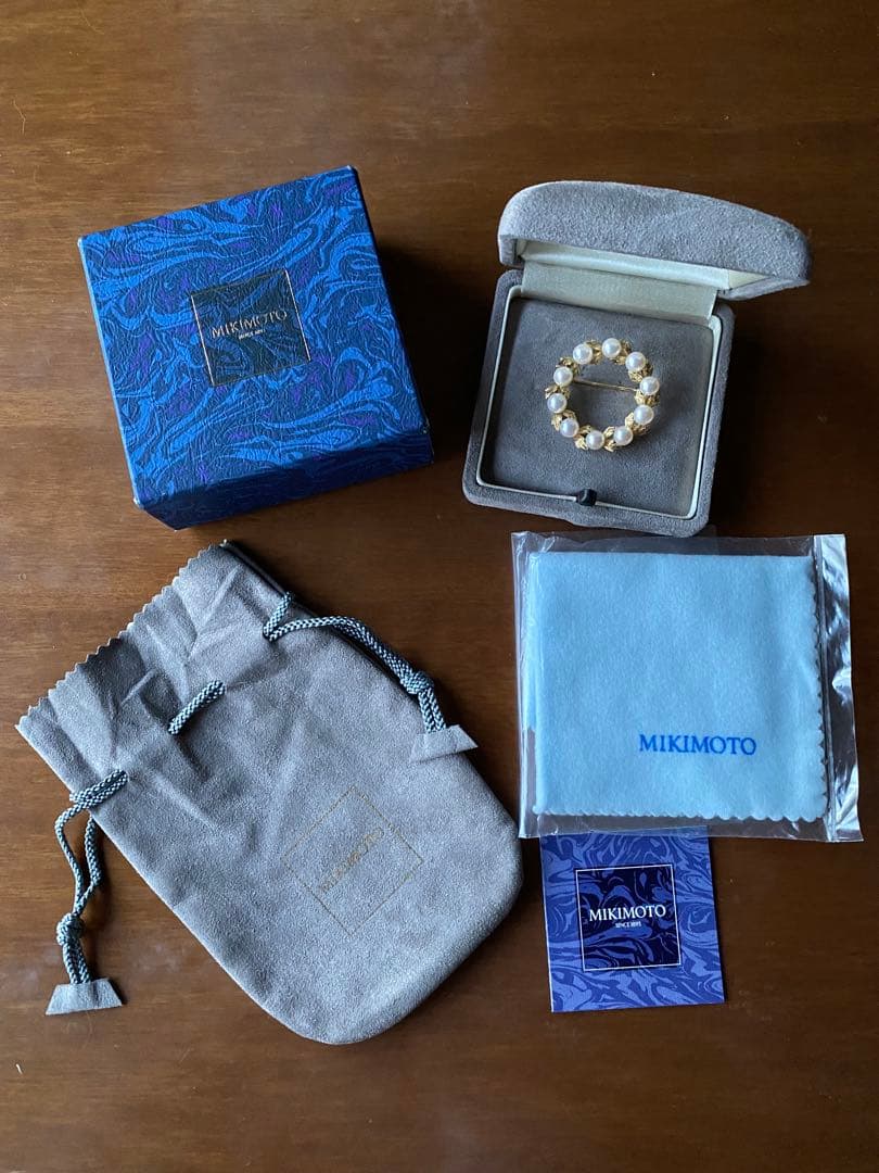 Mikimoto ミキモト真珠 リーフモチーフ 月桂樹ブローチK18