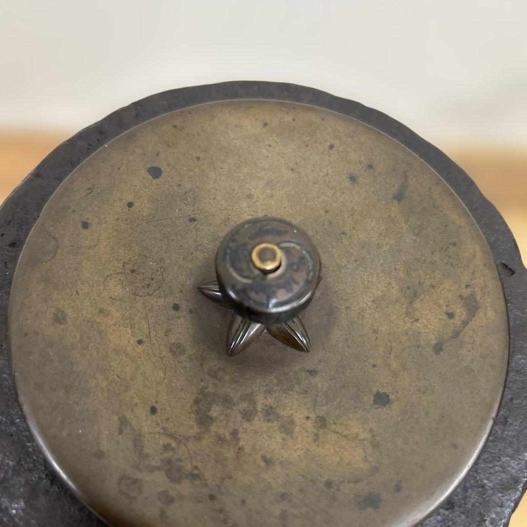 希少 色紙釜 風炉釜 茶道具 蓋 龍文堂造刻印有り