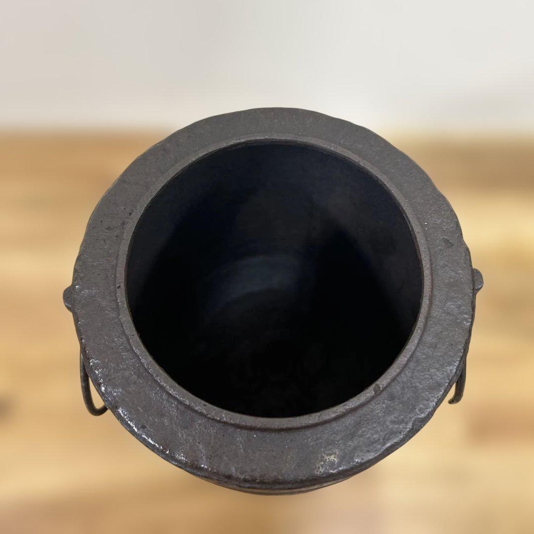 希少 色紙釜 風炉釜 茶道具 蓋 龍文堂造刻印有り