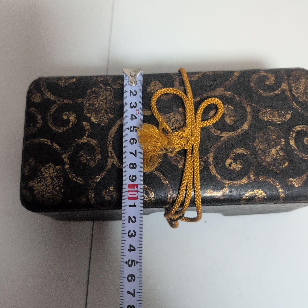 時代物　梨木　文箱　漆箱　漆器 収納箱 金色模様